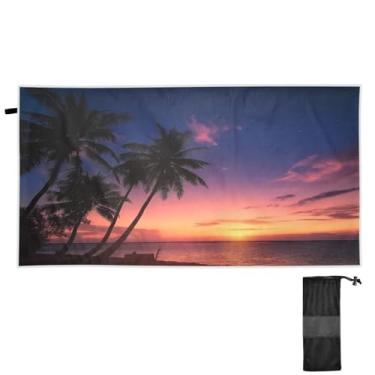 Imagem de Blueangle Toalha de praia de palmeiras do pôr do sol do oceano - Toalhas de viagem leves e compactas de grandes dimensões - Toalha super absorvente de secagem rápida para natação, acampamento e férias