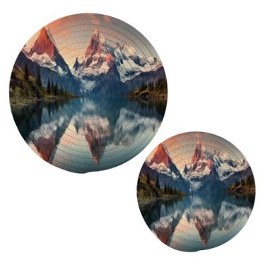 Imagem de Blueangle 2 peças de suporte de panela de tripé para montanhas - conjunto de pegadores de panela de tecido redondo - almofadas quentes trançadas de algodão - porta-copos - tapetes de mesa para