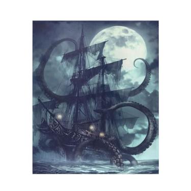 Imagem de Blueangle Cobertor de navio pirata super macio e quente, 127 x 152 cm, leve para todas as estações, cobertor aconchegante para cama, sofá, sofá, fácil de cuidar (436)