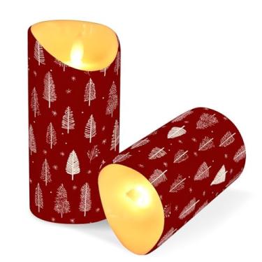 Imagem de Blueangle Pacote com 2 velas de árvore de Natal sem chama com controle remoto e temporizador, velas LED cintilantes (7,6 cm x 15 cm) para decoração de casa, casamento, acampamento (795)