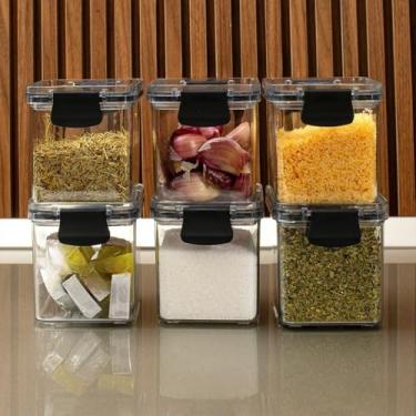 Imagem de Mini Potes Selados Para Armazenar Condimentos de Cozinha, Projetados Para Caber Perfeitamente em ArmáRios de PláStico Para FáCil Acesso Sem Sujar As MãOs.(6 Potes)