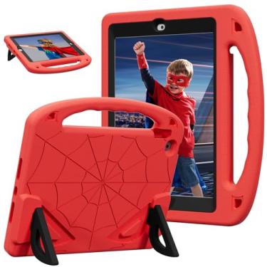Imagem de LKOOZO Capa infantil para iPad 9ª/8ª/7ª geração (iPad 10,2 polegadas, 2021/2020/2019), capa à prova de choque com protetor de tela (vermelho + preto)