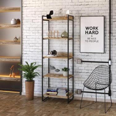 Imagem de Estante Multiuso 5 Prateleiras 187x60cm Estilo Industrial - Compace De