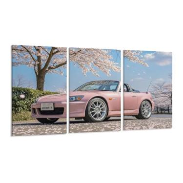 Imagem de HouLaiZhe Pôster de arte em tela de carro flor de cerejeira S2000 JDM para sala de estar, quarto, decoração de casa, escritório, pintura, pôsteres (40 x 80 cm) × 3)