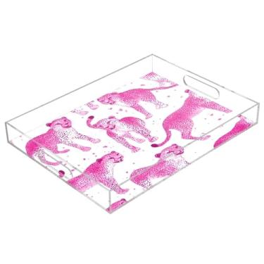 Imagem de STAYTOP Elegante bandeja de servir de acrílico leopardo 15,7 × 11,20 cm, bandejas decorativas à prova de derramamento, organizador de bancada para café da manhã, chá, comida, maquiagem