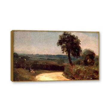 Imagem de NHLDZYH Moldura de Teca. John Constable, quadro de tela de romance inglês, paisagem atmosférica, arte de parede com moldura para biblioteca ou sala. (Paisagem 82). 50x85cm