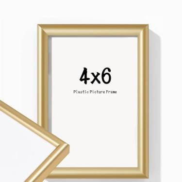 Imagem de YCCXBW Porta-retrato 10 x 15 coberta por acrílico para montagem em mesa e parede (plástico, dourado, 10 x 15)