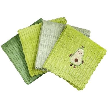 Imagem de Bytkgpt Têxtil Arcke Panos de prato de cozinha de abacate, lenços de limpeza de microfibra com design bordado fofo, toalhas absorventes de secagem rápida para uso doméstico, verde, 30 x 30 cm, 8 peças