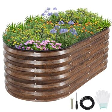 Imagem de 1MORE Cama de jardim elevada galvanizada - caixas de jardim ao ar livre, canteiros elevados para jardinagem, kit de cama de jardim de metal de 1,2 x 0,6 x 0,4 m para flores de vegetais, canteiro