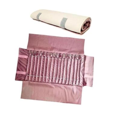 Imagem de predolo Bolsa Organizadora de Colares e Joias em Rolo, Expositor Portátil Anti-Emaranhamento e Anti-Poeira para Armazenamento de Pulseiras, Ideal para Casa, Rosa