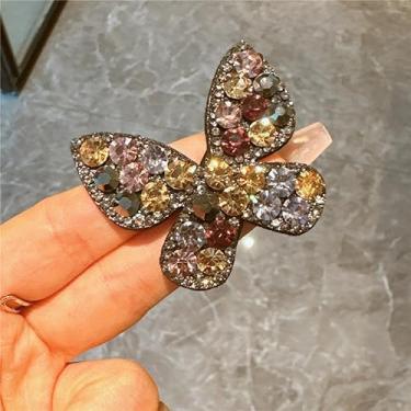 Imagem de 2 peças de grampos de cabelo borboleta estilo coreano strass estrondo snap BB Clip presilhas de cabelo fashion brilhante borboleta para mulheres meninas (2 peças roxo)