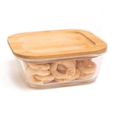 Imagem de Pote de Vidro com Tampa de Bambu 800ML