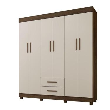 Imagem de Roupeiro Copacabana New 6 Portas 2 Gavetas Benetil Imbuia-off White