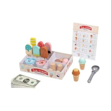 Imagem de Conjunto De Cozinha De Brinquedo De Madeira Para Crianças Com Balcão D