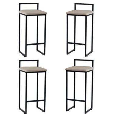 Imagem de 4 banquetas para churrasqueira e bar rosalia-assento suede bege - GAT 