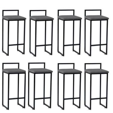 Imagem de 8 banquetas para churrasqueira e bar rosalia-veludo cinza - GAT MAGAZI