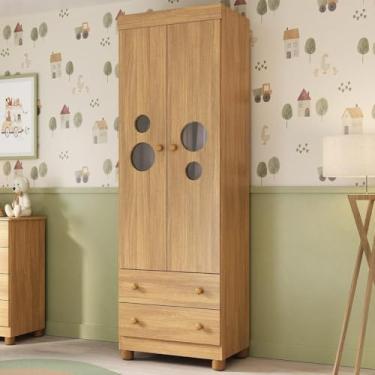 Imagem de Guarda-roupa Infantil 62cm 2 Portas com Vidro e 2 Gavetas Bombom Multimóveis Mp4461 Madeirado