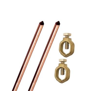 Imagem de Kit 2 Haste Aterramento Cobre 1/2X2,0mts 10mm + 2 Conectores