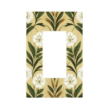 Imagem de Capa de interruptor de luz estilo de arte decorativa, padrão de flor azul e branca, placa decorativa de tomada basculante de 1 gangue, compatível com GFCI, capa protetora de interruptor elétrico para