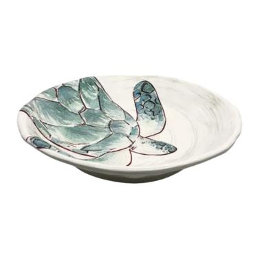 Imagem de Bowl Saladeira de Melamina Branco C/Estampa de Tartarugas 34,5x7cm Entrecasa