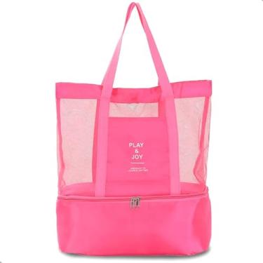 Imagem de Bolsa Sacola Térmica 30L com Bolso Térmico Cooler – Impermeável, Grande e Portátil | Ideal para Praia, Piscina, Viagem, Picnic, Academia e Dia a Dia (Rosa Pink)