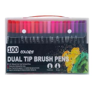 Imagem de Marcadores de Água com Pontas Duas Canetas Pincéis Fineliners Arte para Artista Adulto Caligrafia Letras à Mão Colorir R