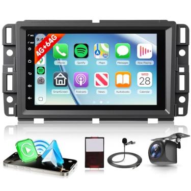 Imagem de 4G + 64G Android 15 estéreo automotivo para Chevrolet Chevy Silverado GMC Sierra Yukon 2007-2013 com Carplay sem fio Android Auto, tela sensível ao toque de 23 cm GPS/WiFi/Bluetooth 5.0/FM/32EQ/SWC