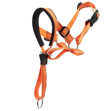 Imagem de Focinheira respirável ajustável para animais de estimação capa protetora macia para controle canino grande laranja G