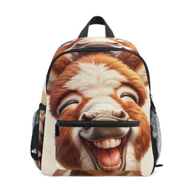Imagem de GAIGEO Cute Donkey Adorable Animal Mini Backpack for Kids, 10x4x12 In, Little Boys Backpack Includes Water Bottle Pockets, Whistle Clip for Safety