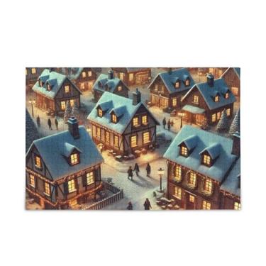 Imagem de 1000 Piece Snow Town Night Jigsaw Puzzles Wood and Paper Material, Difficult Puzzles for Adults