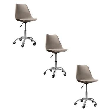 Imagem de Cadeira Office Base Cromada com Rodízio Giratória Saarinen - Oficial W