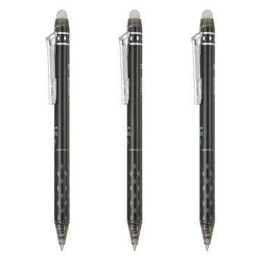 Imagem de PATIKIL 3 peças de canetas de gel apagáveis, caneta de marcação retrátil de 0,5 mm de ponta fina apagável ao calor, marcadores de tecido de escrita suave para costura, desenho, planejador de escrita