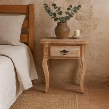 Imagem de Criado-Mudo de Madeira Maciça com Gaveta Rústico Artesanal para Quarto (1)