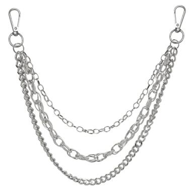 Imagem de Biaungdo Corrente de calça punk em camadas para homens e mulheres, jeans hip hop punk, corrente de bolso, correntes de cinto, acessórios em camadas