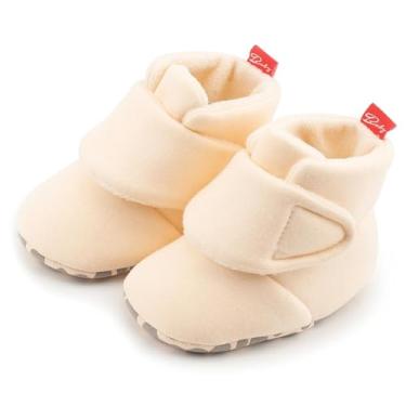 Imagem de Botas de bebê, chinelos quentes e aconchegantes para bebês, sapatos para ficar na meia, fáceis de colocar, presentes unissex, botas macias antiderrapantes ajustáveis para recém-nascidos para meninos e