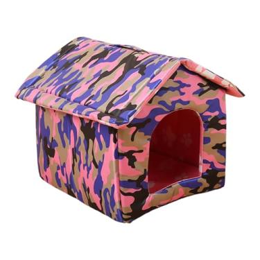 Imagem de Ioensy Casinha para gatos e cachorros, estilo cabana, fácil de montar, aconchegante, ideal para o inverno, perfeita para coelhos e cães de pequeno médio, M 38x35x38cm
