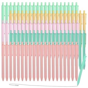 Imagem de patscorai 100 canetas de tinta gel pretas retráteis, materiais de escritório, pastel, massa, 0,5 mm, canetas de escrita de ponta fina para escrever diário, anotações, escola, escritório