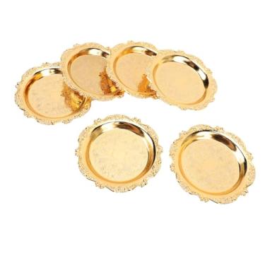 Imagem de ZJchao 6 Placas de Aperitivo Dos Pces, Placas de Sobremesa Metal Mão Escultura Decorativa 9cm Placa de Ouro Decoração de Mesa Acento para Festa de Reunião