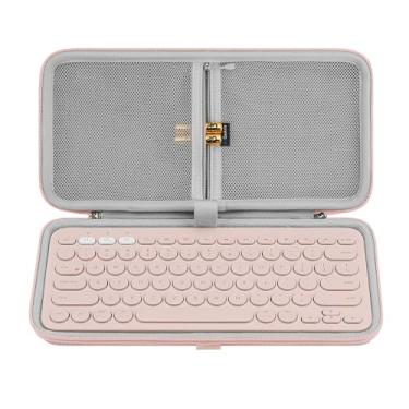 Imagem de Geekria Estojo de transporte para teclado, bolsa de viagem protetora rígida para teclado compacto pequeno, compatível com Logitech K380, Logitech Pebble Keys 2 K380s (rosa)