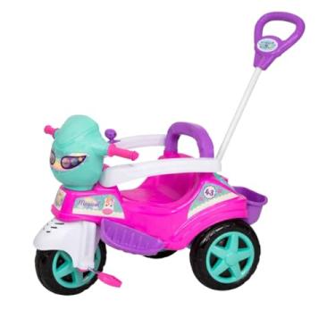 Imagem de Triciclo Infantil Rosa com Empurrador, Assento Acolchoado, Design Mágico, Rodas Suaves, Brinquedo para Passeio ao Ar Livre