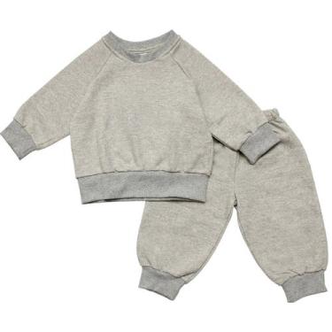 Imagem de Conjunto Moletom Bebê Calça e Blusa Super Quentinho - Cinza Mescla - S