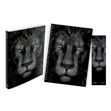 Imagem de Kit Leão Grafite - Bíblia Brochura NVI + Caderno + Marca Página