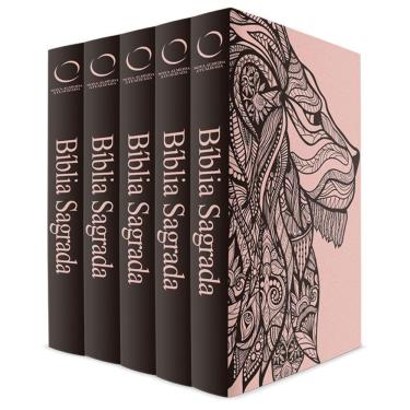 Imagem de Kit com 5 Bíblias do Leão Rosa - Capa Dura - NAA