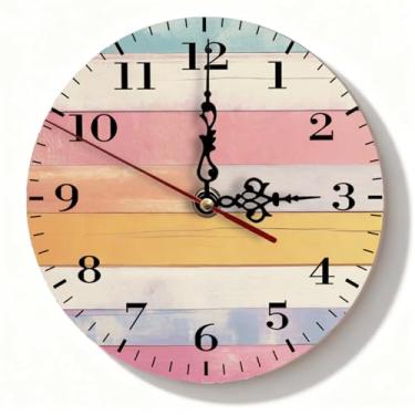 Imagem de Relógio de parede, silencioso, sem tique-taque, operado por bateria, relógios de madeira 042