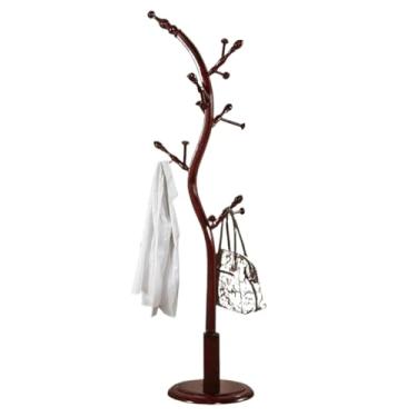 Imagem de 5sssallefaa Cabide independente para casacos, suporte para casacos, chapéu de árvore, prateleira de armazenamento, multifuncional, de madeira, cabide para quarto, corredor, árvore, suporte (marrom1