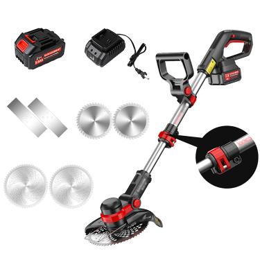 Imagem de Cortador de grama sem fio, poste telescópico ajustável 3 em 1 cortador de grama elétrico 20V5.0Ah Bateria com carregador Cortador de grama doméstico giratório de 90 ° para aparar arbustos de espinho