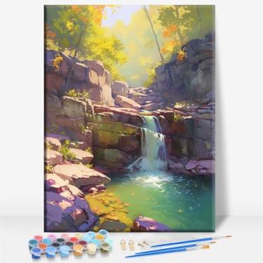 Imagem de HUINORYA Oak Mountain State Park Alabama Tela emoldurada DIY Kit de pintura por números bar café caverna sala de casa parede banheiro varanda pátio decoração presente, 40,6 x 30,5 cm