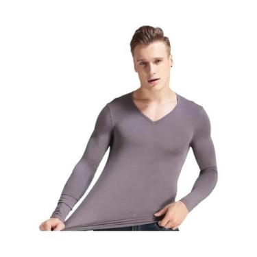 Imagem de Camiseta Térmica Masculina Slim Fit Modal Com Decote Em V E Manga Long
