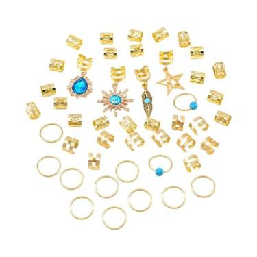 Imagem de Anéis De Cabelo Com Pingente Turquesa Para Tranças Dreadlock, Acessóri