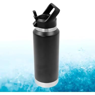 Imagem de Garrafa Térmica Flip Squeeze 1000ml – Aço Inoxidável com Tampa Flip e Canudo de Silicone | Mantém Bebidas Frias por 8h e Quentes por 4h | Portátil, Durável e Sustentável (Amarelo)